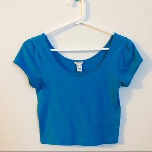 Forever 21 Blue Short Sleeve Crop Top